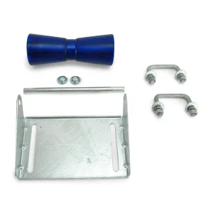 10 inch Blue Poly Vinyl Keel Roller Assembly Kit for 1.5 inch x 3 inch Trailer Frame