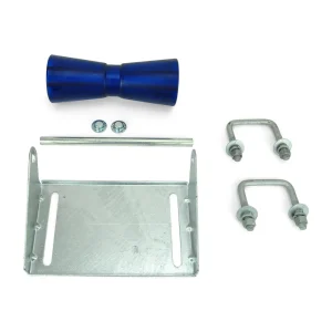 10 inch Blue Poly Vinyl Keel Roller Assembly Kit for 2 inch x 3 inch Trailer Frame