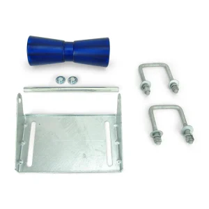 10 inch Blue Poly Vinyl Keel Roller Assembly Kit for 3 inch x 3 inch Trailer Frame
