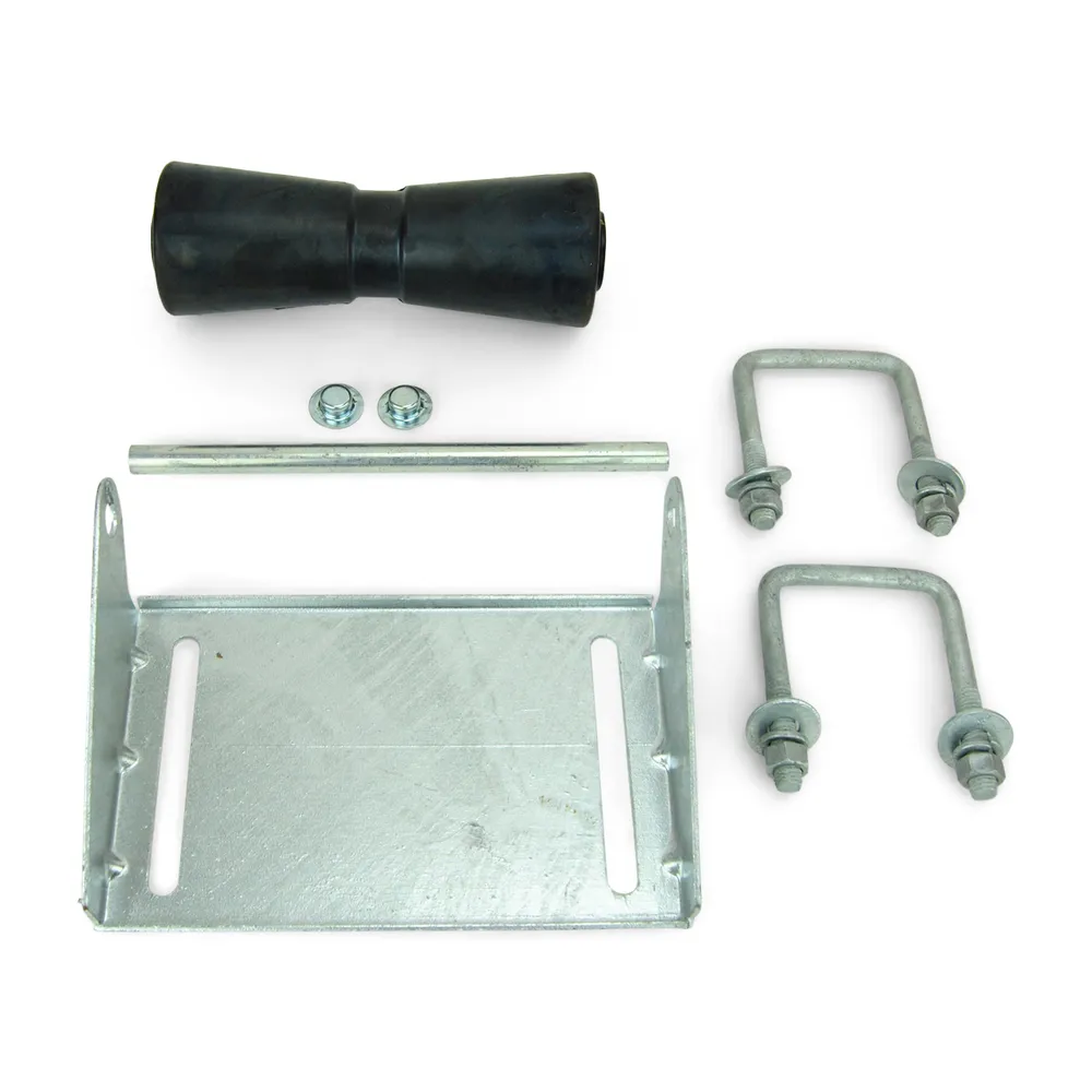 10 inch Rubber Keel Roller Assembly Kit with U Bolts for 3″ x 3″ Cross Members