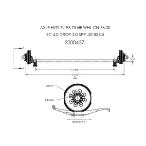 2000437 – 7K Hydraulic Axle, 93.75″ HF