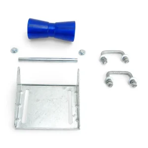 8 inch Blue Poly Vinyl Keel Roller Assembly Kit for 1.5 inch x 3 inch Trailer Frame
