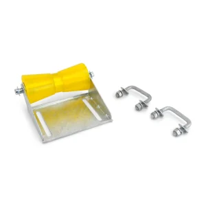 8 inch Yellow Poly Vinyl Keel Roller Assembly Kit for 1.5 inch x 3 inch Trailer Frame