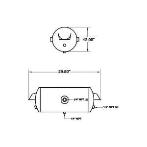 AIR TANK, 12″, TOP MTG, 2) 3/4″ MAINS