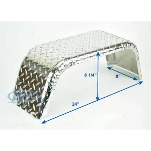 Aluminum Diamond Plate Boat Trailer Fender Single Axle 8 x 24 x 8 1/4