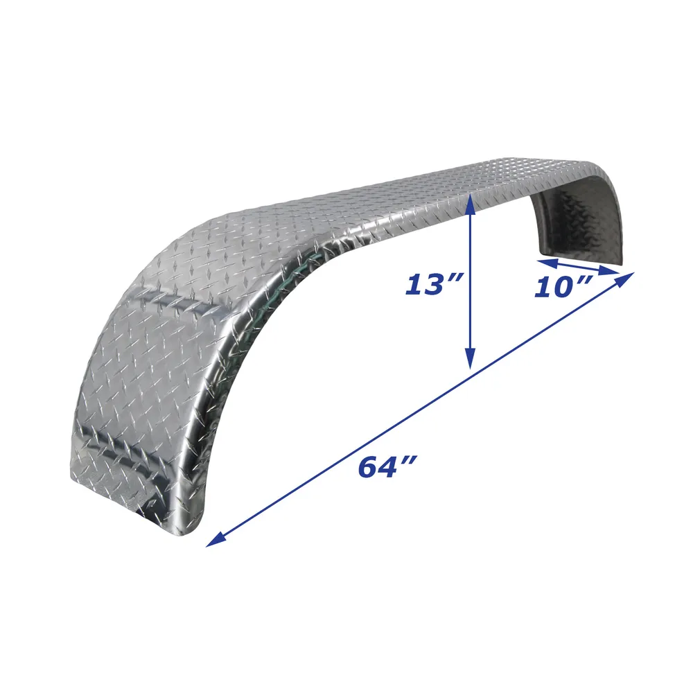 Aluminum Diamond Plate Boat Trailer Fender Tandem Axle 10 x 64 x 13