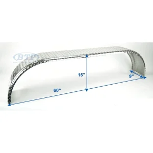 Aluminum Diamond Plate Tandem Axle Boat Trailer Fender 9 x 60 x 15