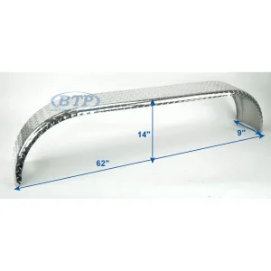 Aluminum Diamond Plate Tandem Axle Boat Trailer Fender 9 x 62 x 14