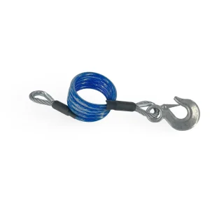Blue Vinyl Trailer Safety Cable 48 inches 14,000lb Capacity per Pair Clevis Hook
