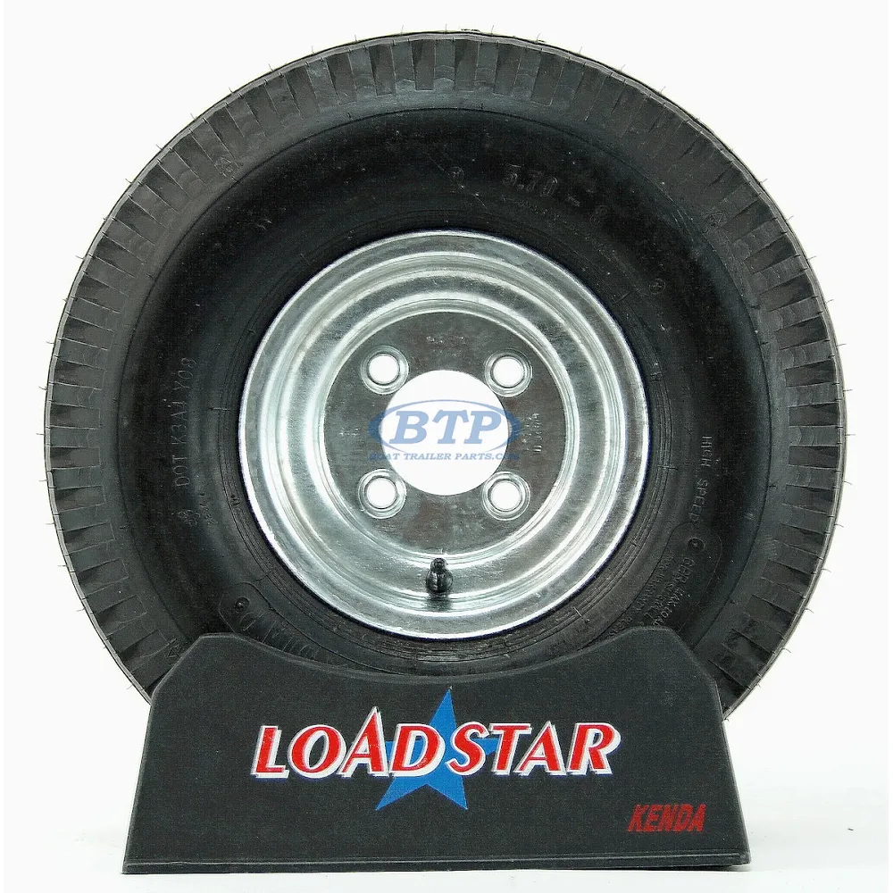 Boat Trailer Tire 5.70 x 8 on Galvanized Wheel 4 Lug 910lb by Loadstar