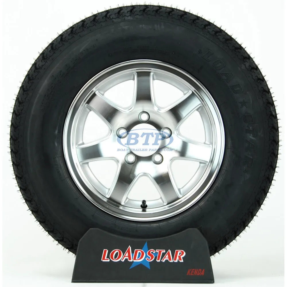 Boat Trailer Tire ST205/75D14 on Aluminum Wheel 5 lug 7 Spoke by Loadstar