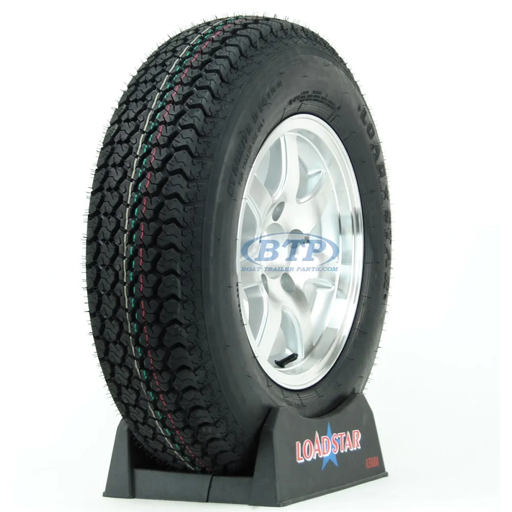 Boat Trailer Tire ST205/75D14 on Aluminum Wheel 5 lug 7 Spoke by Loadstar