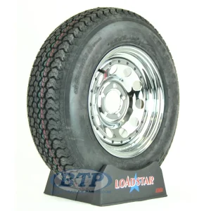 Boat Trailer Tire ST205/75D14 on Chrome Wheel 5 Lug Rim by Loadstar