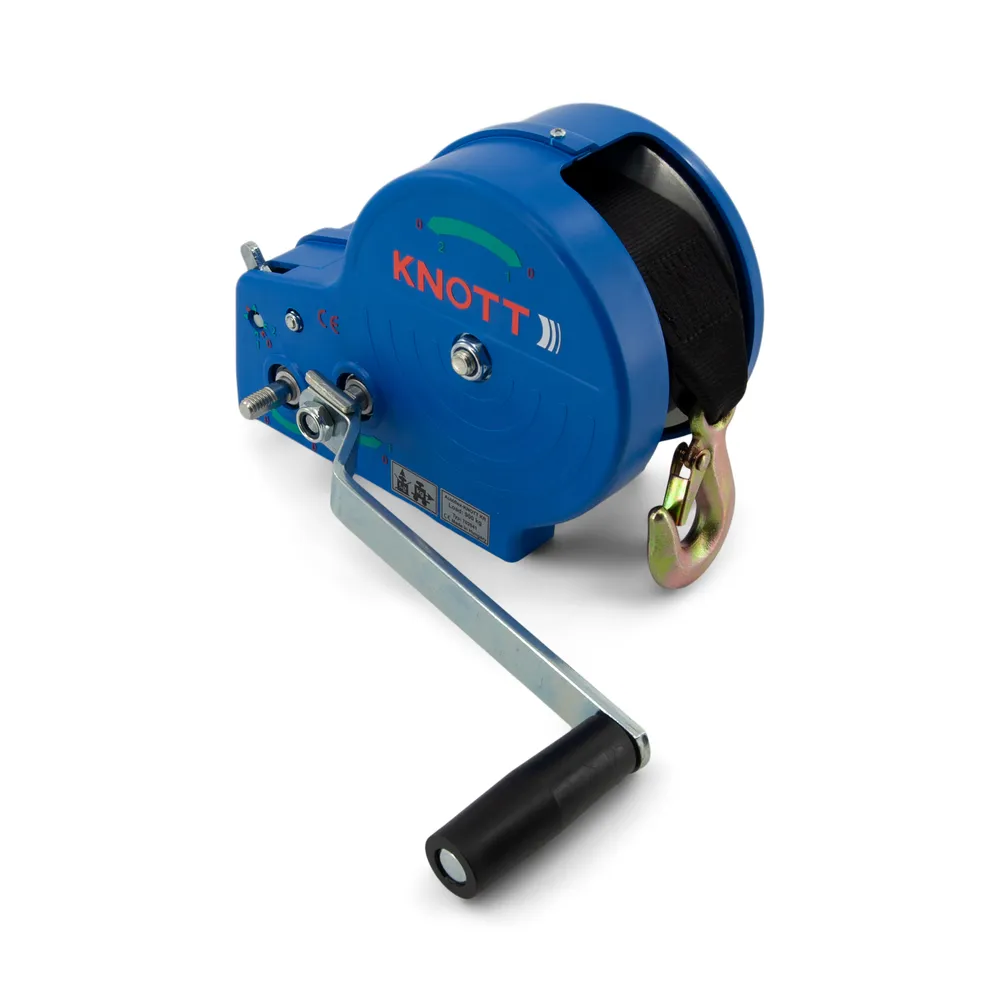 Boat Trailer Winch with Strap Blue Powder Coated Finish 2000 lb Capacity Knott