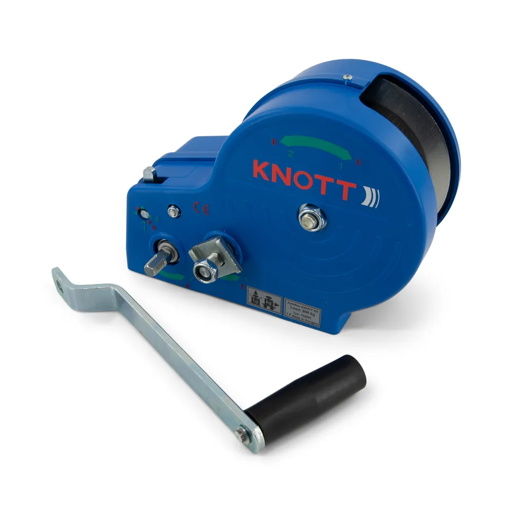Boat Trailer Winch with Strap Blue Powder Coated Finish 2000 lb Capacity Knott