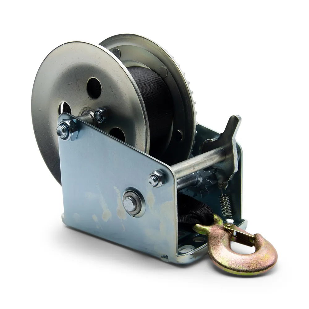 Boat Trailer Winch Zinc Plated 1600lb Capacity with Strap Ram