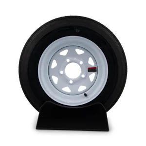 Eco-Trail ST 5.30 – 12 Load Range C Trailer Tire on White Painted 5 Bolt Wheel