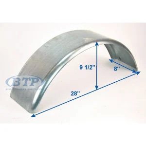 Galvanized Boat Trailer Fender Single Axle 8 inch x 28 inch x 10 inch