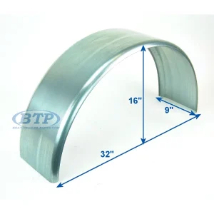 Galvanized Boat Trailer Fender Single Axle 9in x 31 1/2in x 16 1/4in