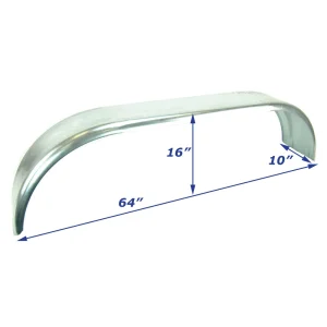 Galvanized Boat Trailer Fender Tandem Axle 10 in x 64 in x 16 in