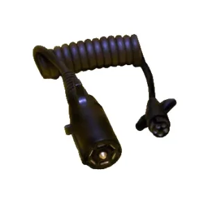HitchCoil Coiled Connector Cable, 7 Blade Round To 5 Pin Round, 3′ Length (Black) #95-13387-05