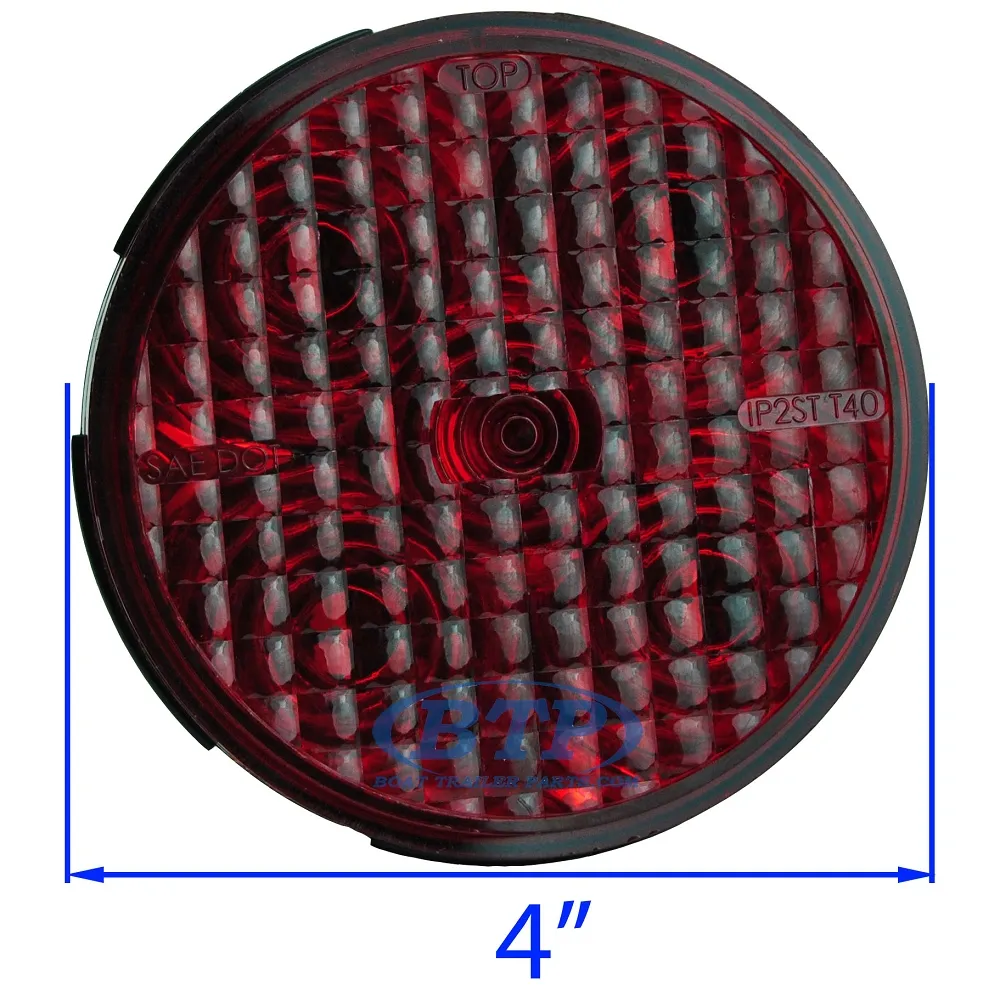 LED Red Submersible Trailer Tail Light 4″ Round Recessed Mount