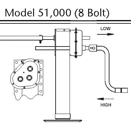 LEG, GEARBOX, 19″ TRAVEL w/SANDSHOE (BIN-LG4001-92)