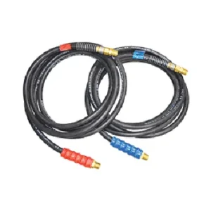 SET, AIR HOSE, BLACK 15′ w/RED&BLUE GRIP