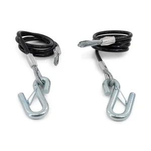 (Set of 2) Black Vinyl Trailer Safety Cables S-Hook 48 inches Class 4 (7,000 lb Capacity Each) S Hook Latch