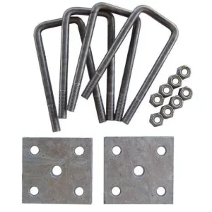 Square Axle Mounting kit, Stainless Steel U-Bolts, 4 3/4″ Long