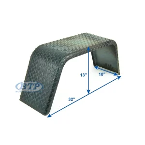 Steel Diamond Plate Square Trailer Fender Single Axle 10 x 32 x 13