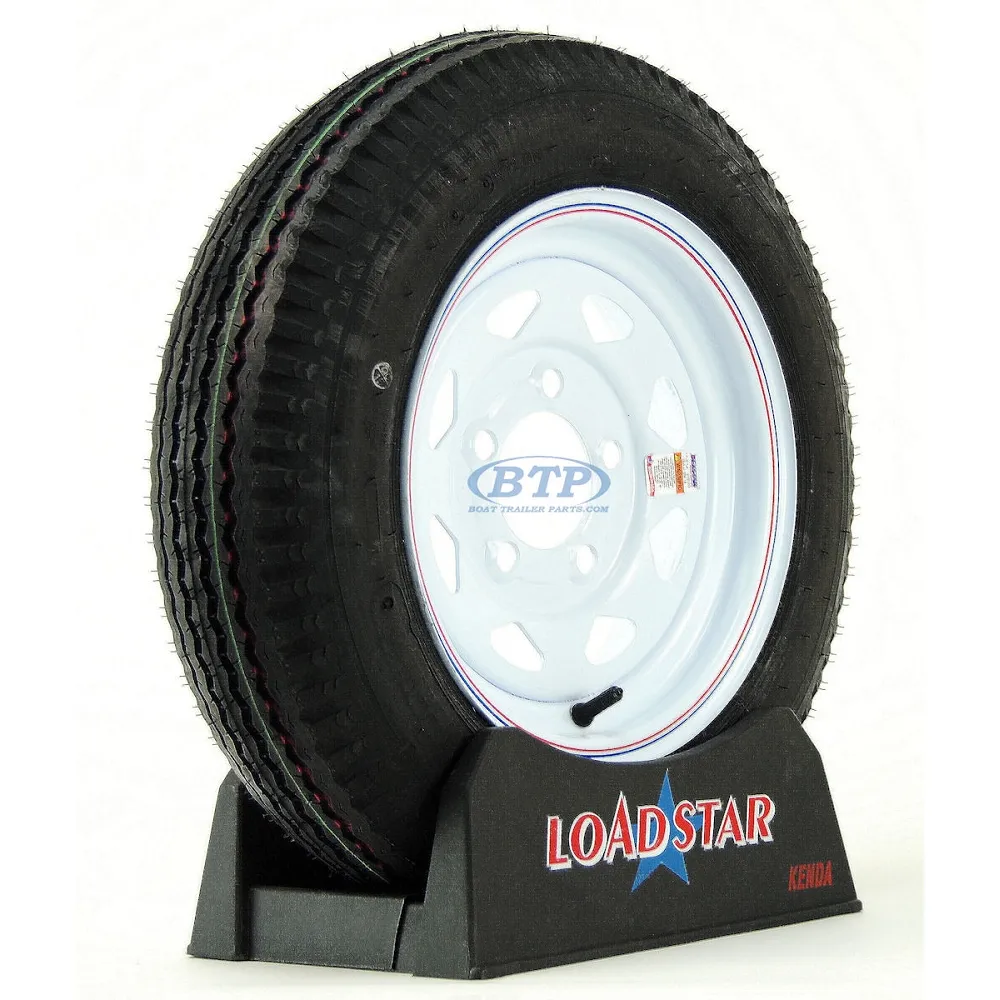 Trailer Tire 4.80 x 12 on White Painted Wheel 5 Lug Rim 990lb by Loadstar