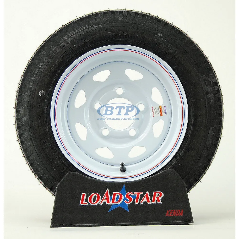 Trailer Tire 4.80 x 12 on White Painted Wheel 5 Lug Rim 990lb by Loadstar