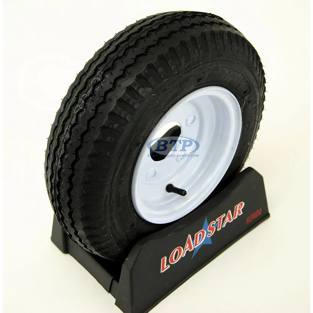 Trailer Tire 4.80 x 8 on White Painted Wheel 590lb 5 Lug Rim by Loadstar