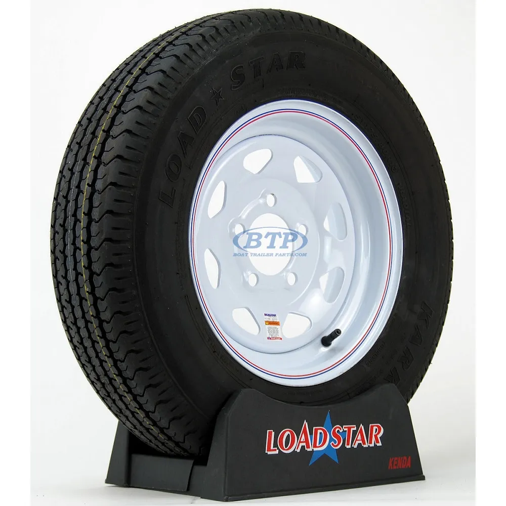 Trailer Tire ST175/80R13 Radial on White Painted Wheel 5 Lug by Loadstar