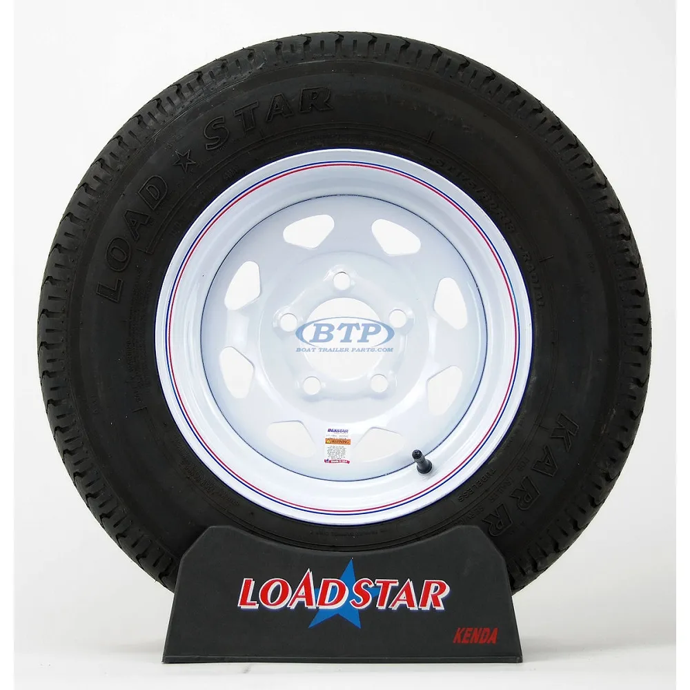 Trailer Tire ST175/80R13 Radial on White Painted Wheel 5 Lug by Loadstar