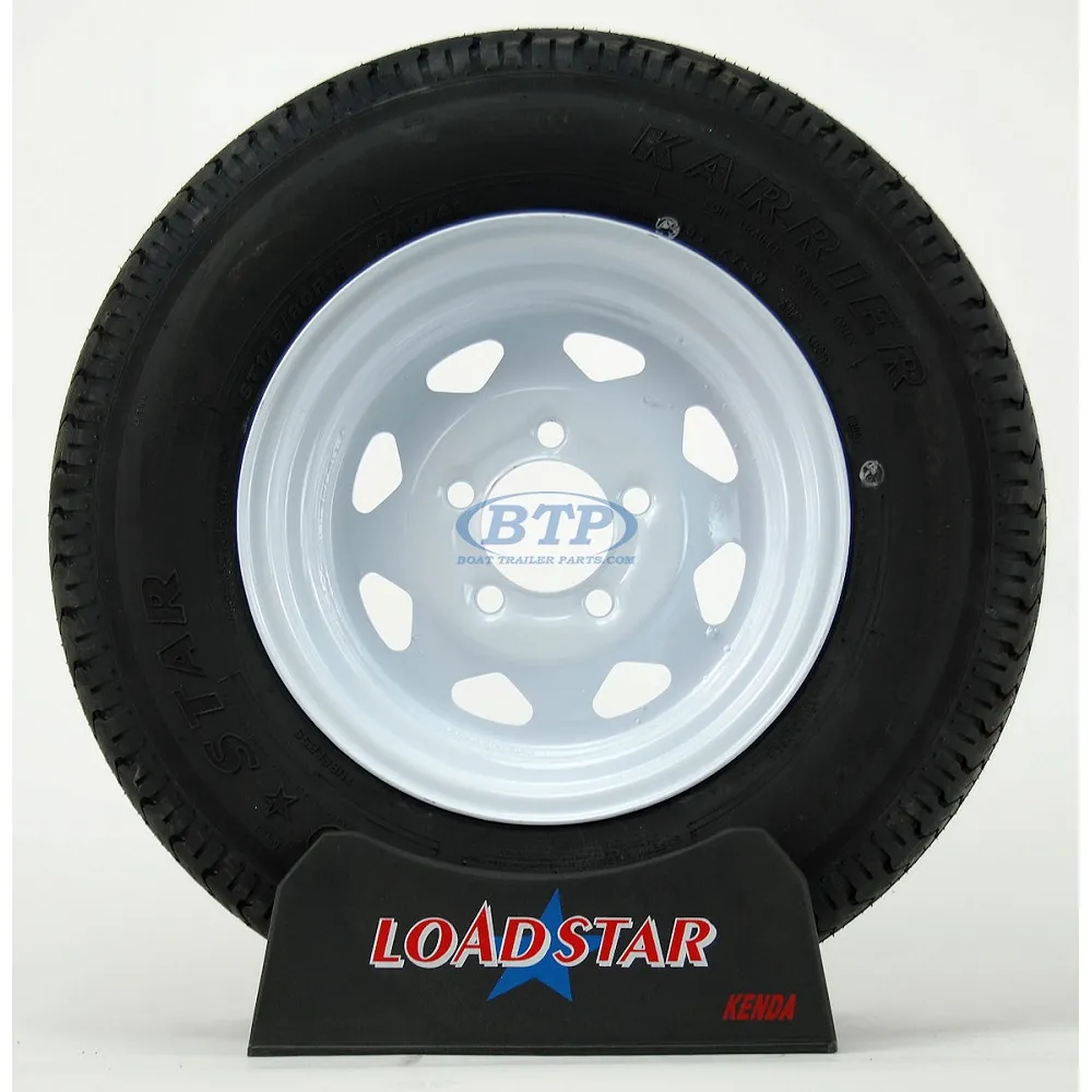 Trailer Tire ST175/80R13 Radial on White Painted Wheel 5 Lug by Loadstar