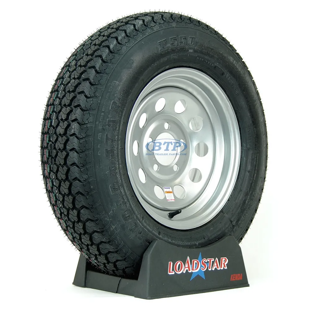 Trailer Tire ST205/75D14 Bias on Silver Modular Wheel 5 Lug by Loadstar