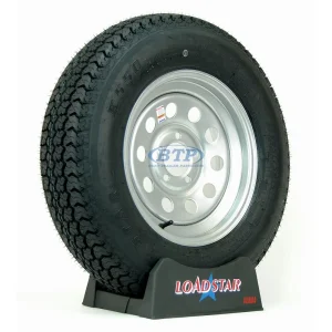Trailer Tire ST205/75D15 Bias on Silver Modular Wheel 5 Lug by Loadstar