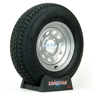 Trailer Tire ST225/75D15 Bias on Silver Modular Wheel 6 Lug by Loadstar