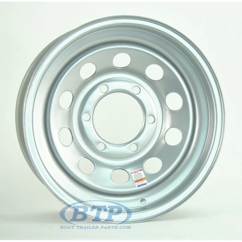 Trailer Wheel 15 inch Silver Modular Steel 6 Lug Rim 6 on 5 1/2