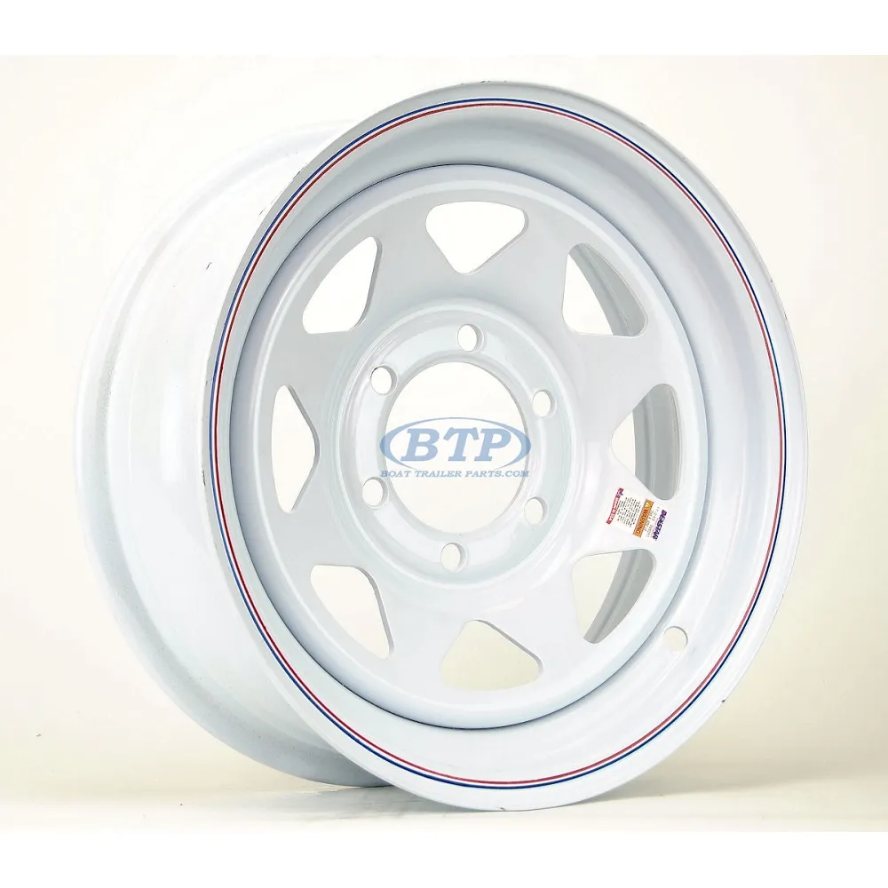 Trailer Wheel 16 inch White Spoke Painted Steel 6 Lug 6 on 5 1/2