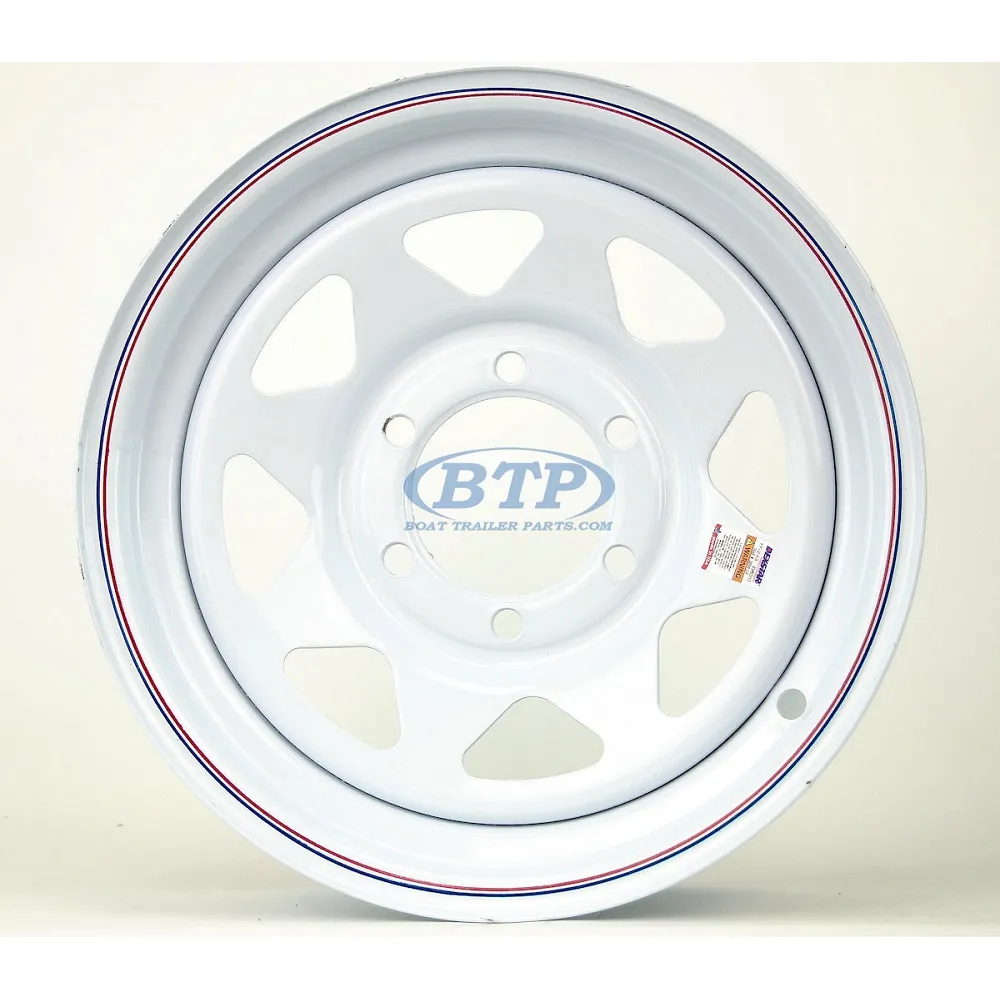 Trailer Wheel 16 inch White Spoke Painted Steel 6 Lug 6 on 5 1/2