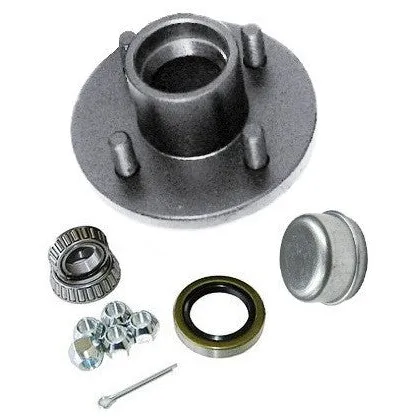 Trailer Wheel Hub KIT for 2000lb. axles – L44643 Bearings – 4 on 4″ #PT4X4HUBKIT2KSTS