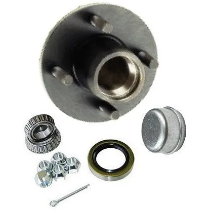 Trailer Wheel Hub KIT for 2500lb. axles – L44649 Bearings – 4 on 4″ #PT4X44HUBKIT25KSTS