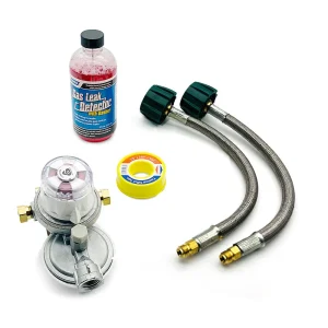 Two-Tank Changeover Regulator Kit with Stainless Overbraided Pigtails