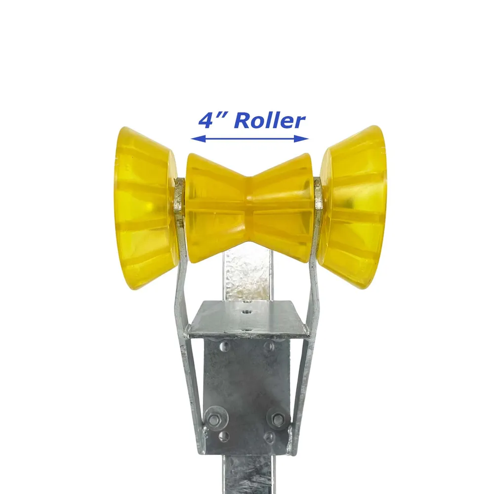 Winch Seat with Yellow PVC Roller and Bells for 2″ or 3″ Wide Boat Trailer Winch Stand