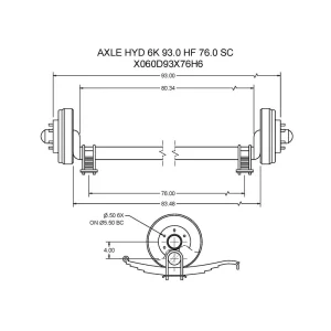 X060D93X76H6 – Hydraulic Axle 6K 93.0 HF 76.0 SC 6 Bolt